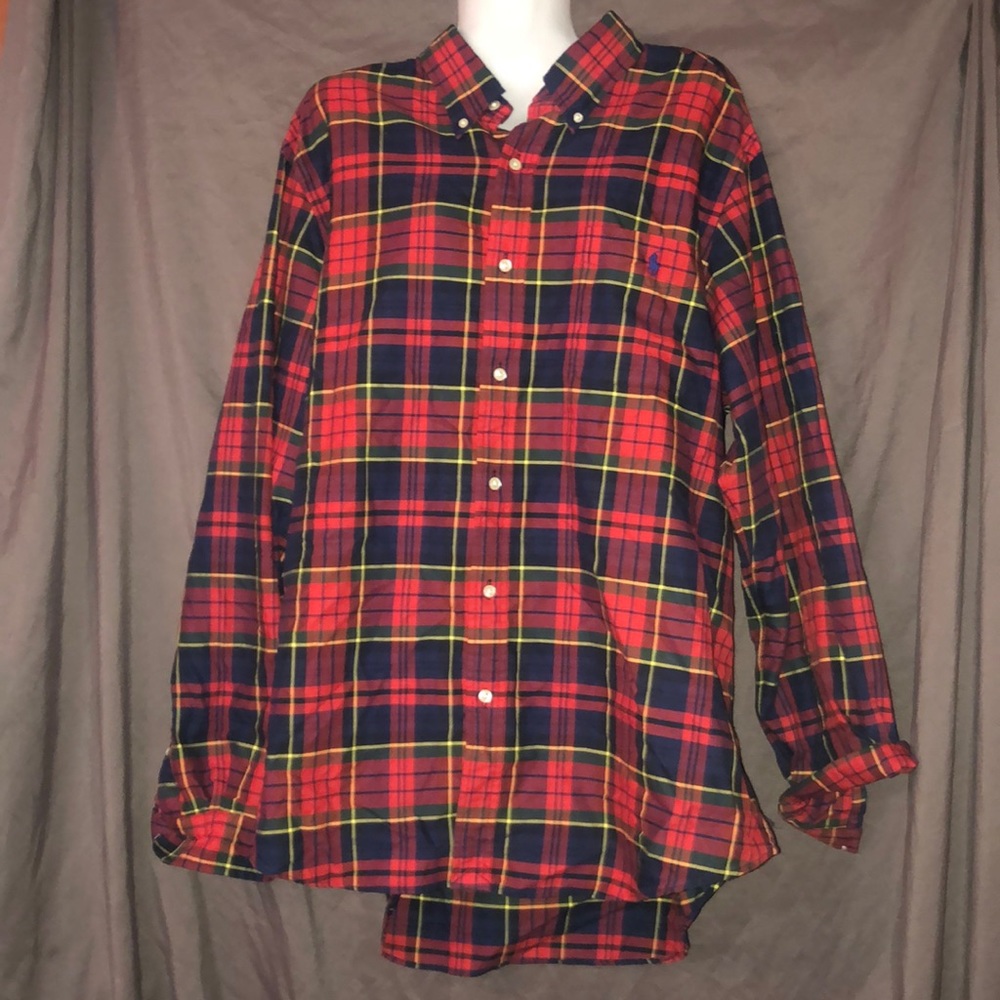 Plaid polo long sleeve button down ( Never worn )